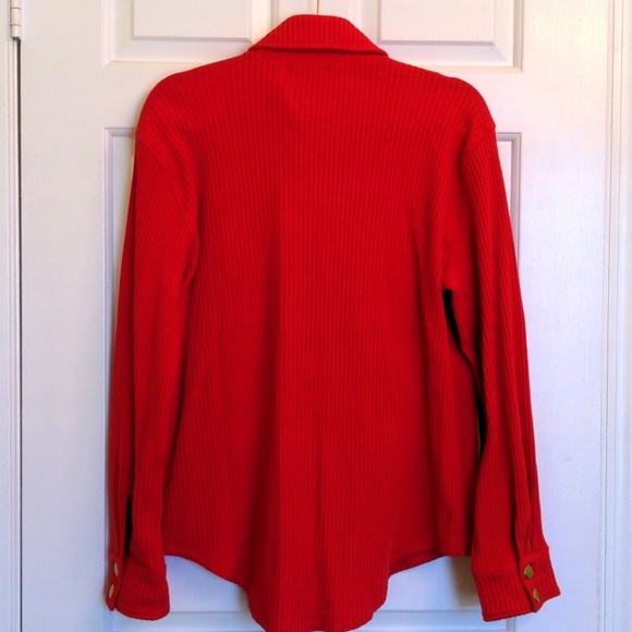 NWT Brushed Back Waffle Weave Shirt Jacket - Holiday Red - Picture 11 of 11